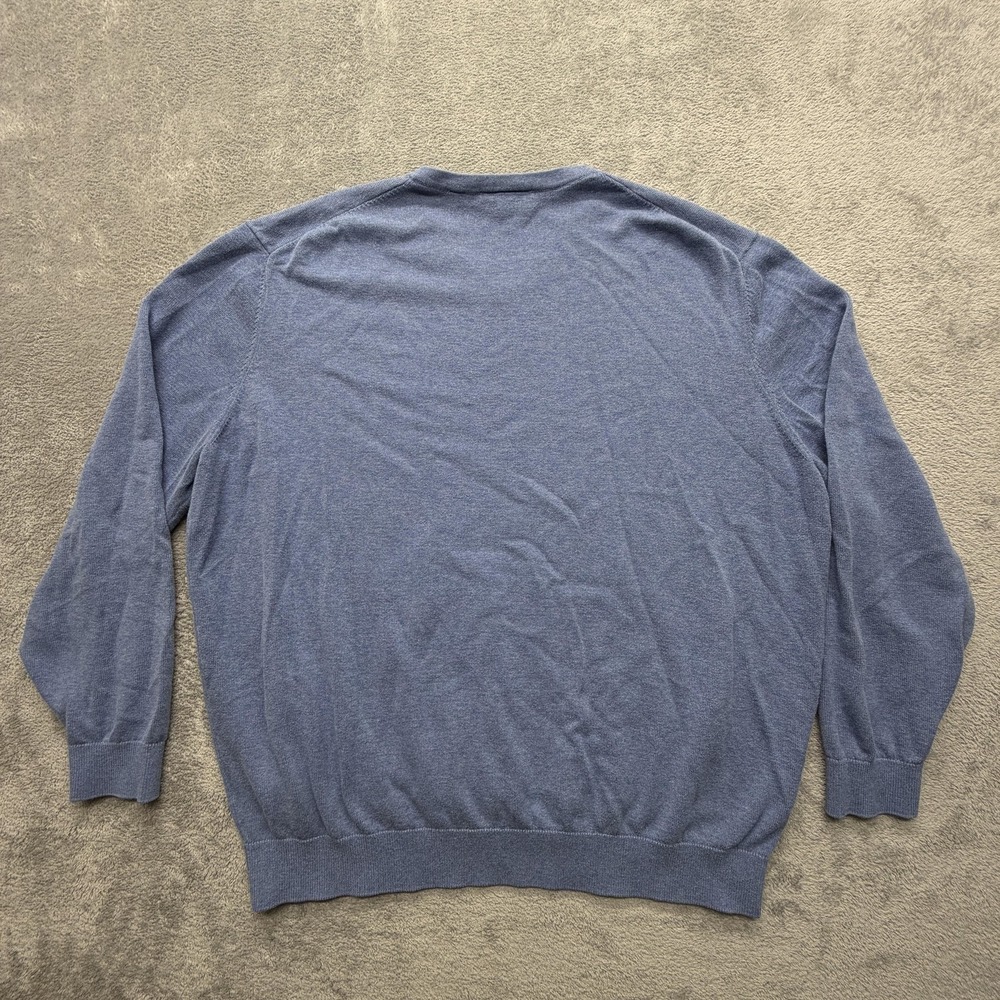 Lacoste Sweater Mens 2XL Blue V Neck Cotton Pullover Lightweight Logo Breathable - Picture 7 of 7
